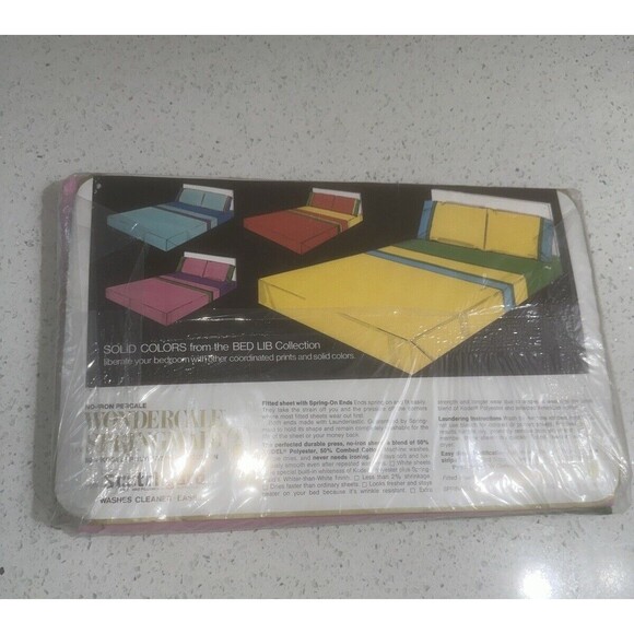 Wondercale Springmaid Twin Flat Sheet Bed Lib Collection Purple Green VTG New - Picture 4 of 7